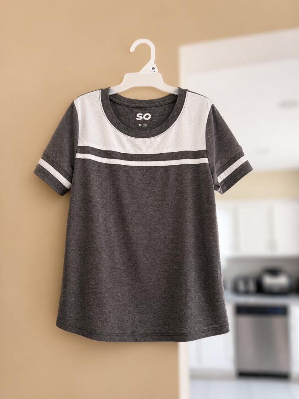 SO Girls Gray Varsity Style Top Size Medium